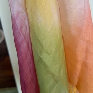 Colorful Tie-Dye Silk Scarf with Fringe